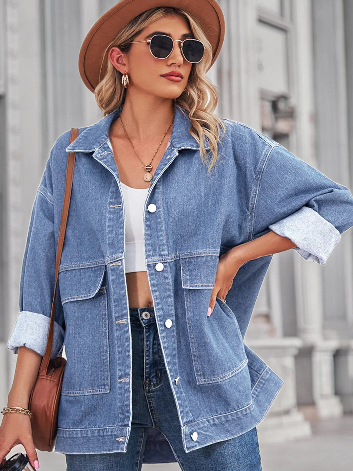 Button Up Long Sleeve Denim Jacket (17)