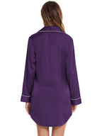 Button Up Lapel Collar Night Dress Pocket (9)