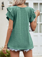 Layered Flutter Sleeve V-neck Top (9)