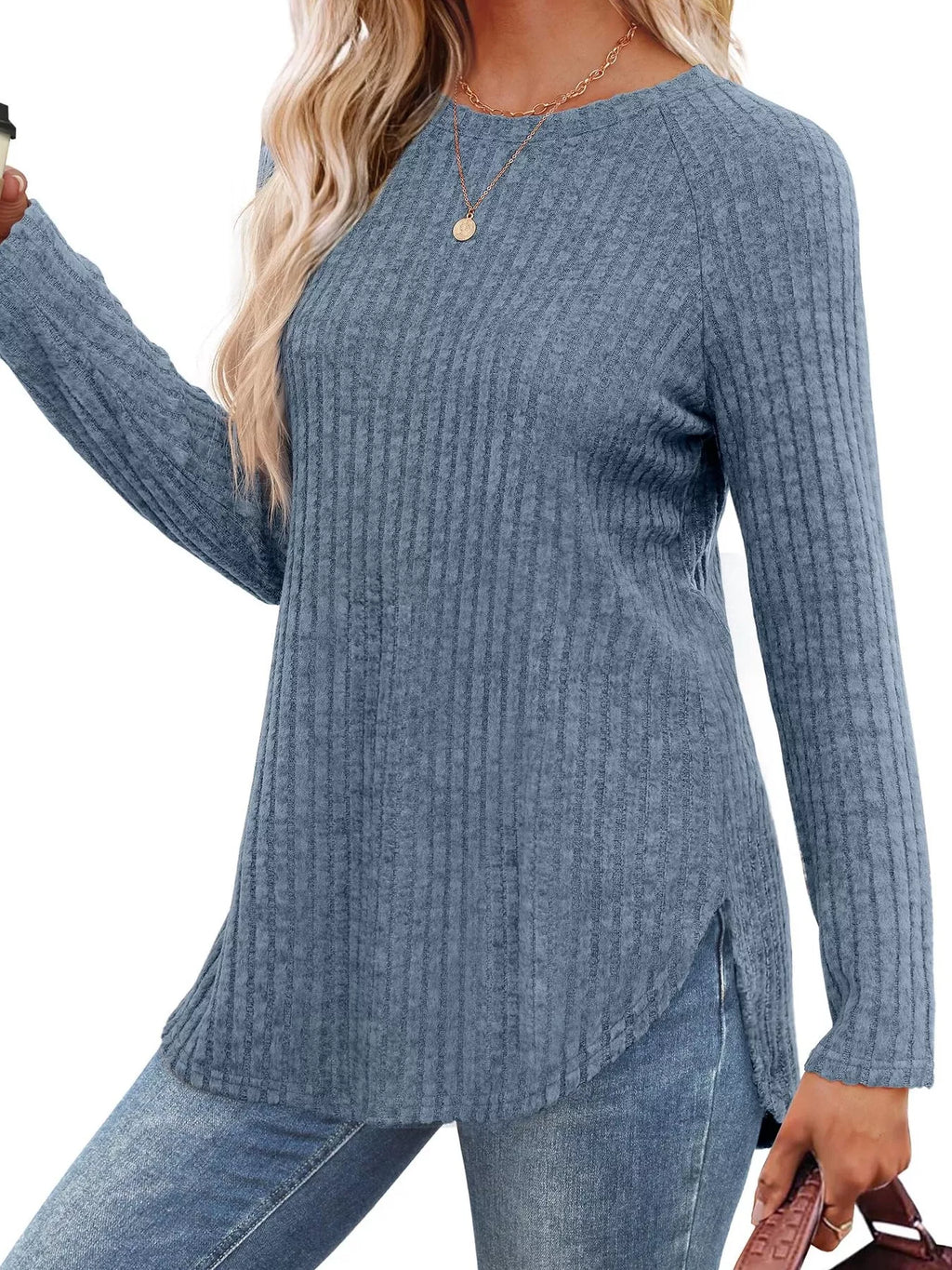 Ribbed Knit Long Sleeve T-shirt (11)