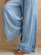 Lace Detail Slit Wide Leg Pants (3)