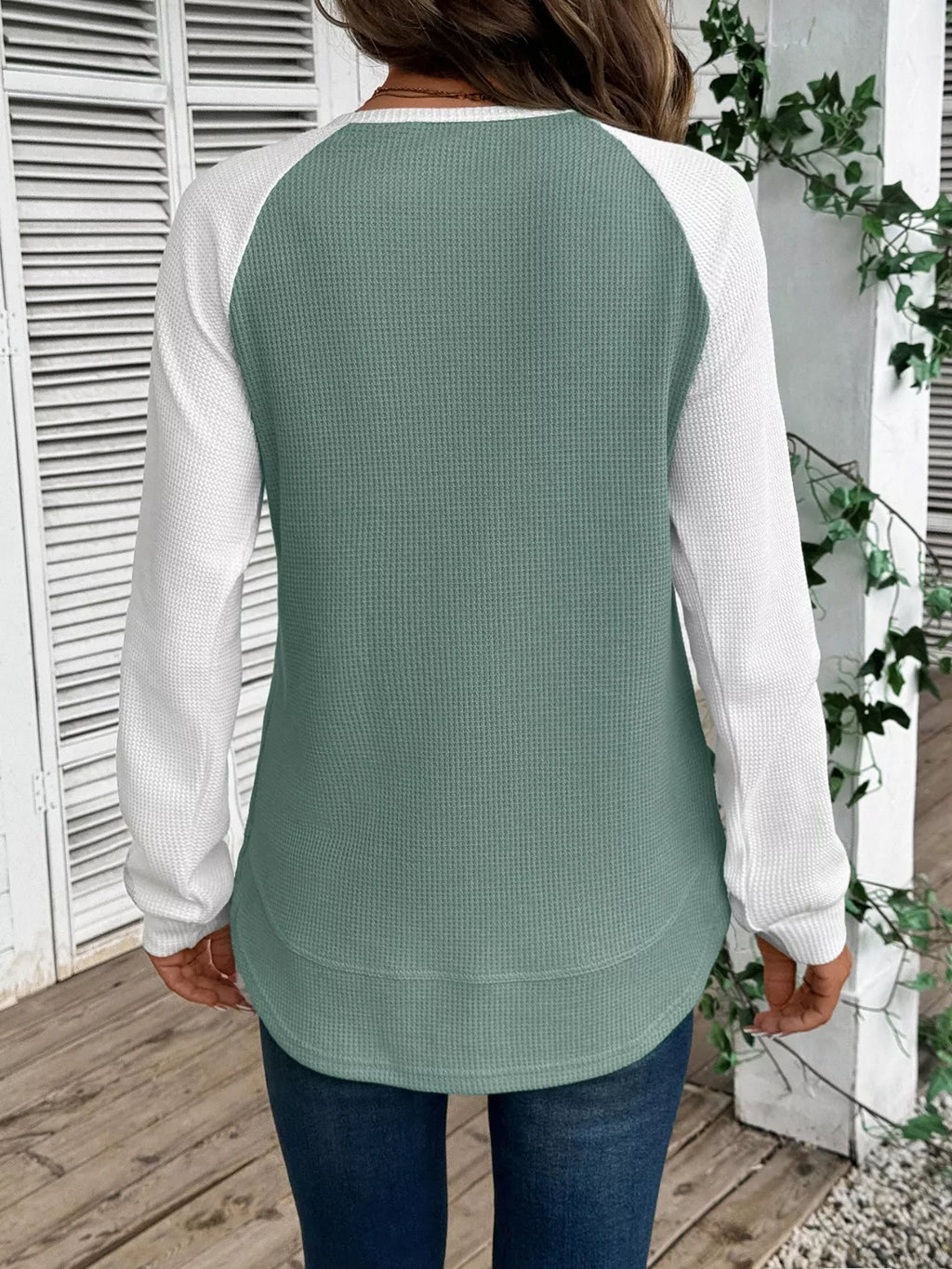Waffle Knit Raglan Sleeve T-shirt (14)