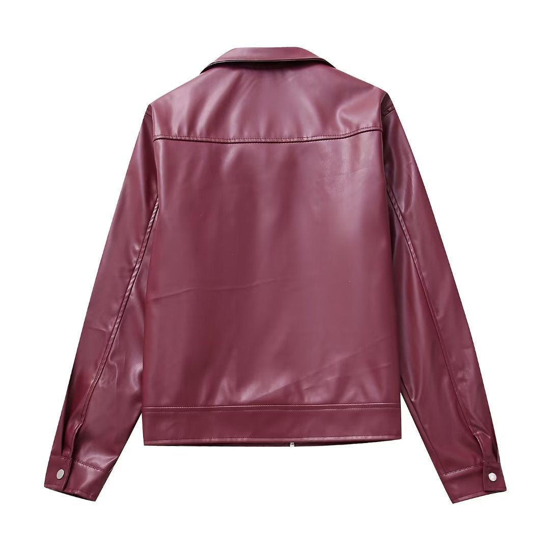 Cool Wild Lapel Leather Biker's Jacket photo 7
