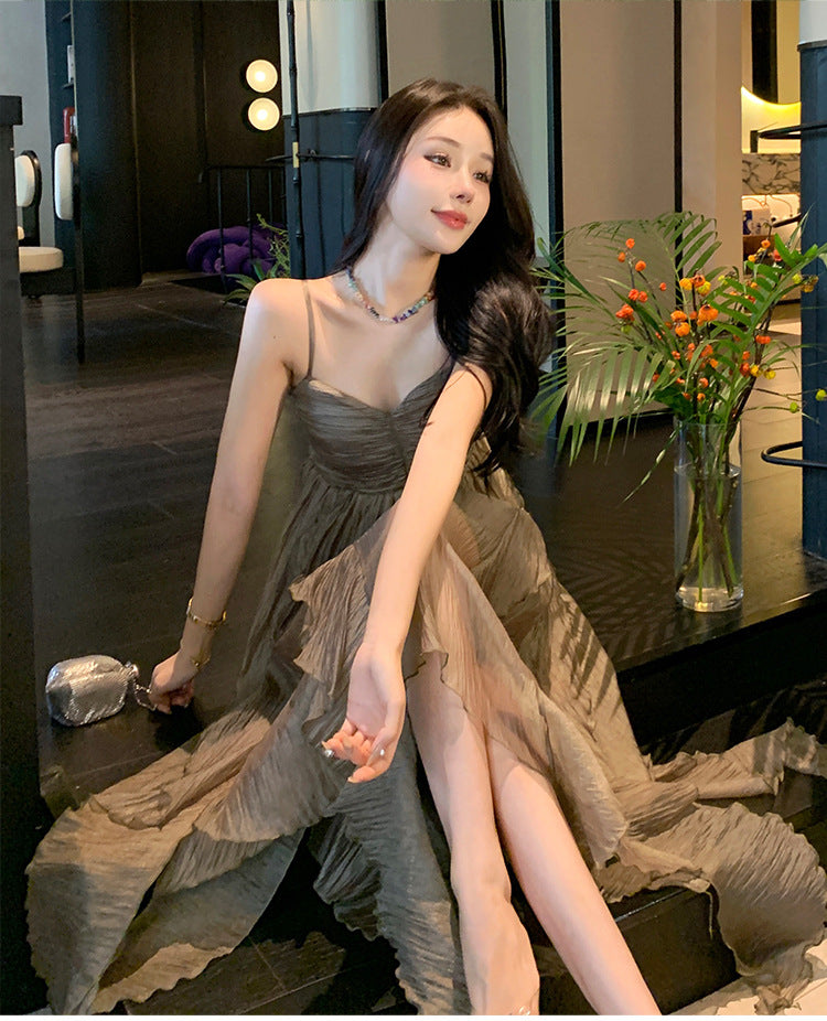 Pleated Irregular Elegant Midi Dress photo 2
