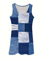 Patchwork Scoop Neck Denim Tank Dress (8)