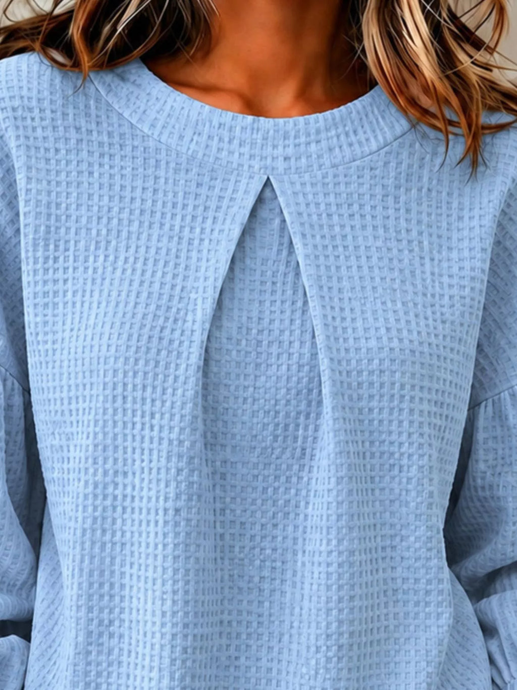 Waffle Knit Round Neck Top (10)