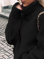 Chunky Knit Turtleneck Sweater (5)