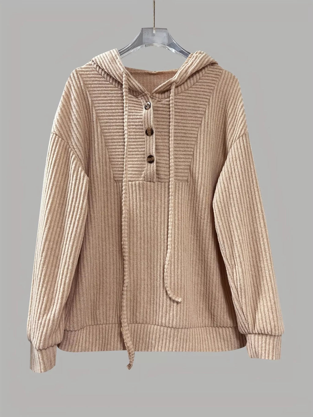 Button-front Drawstring Hoodie (6)
