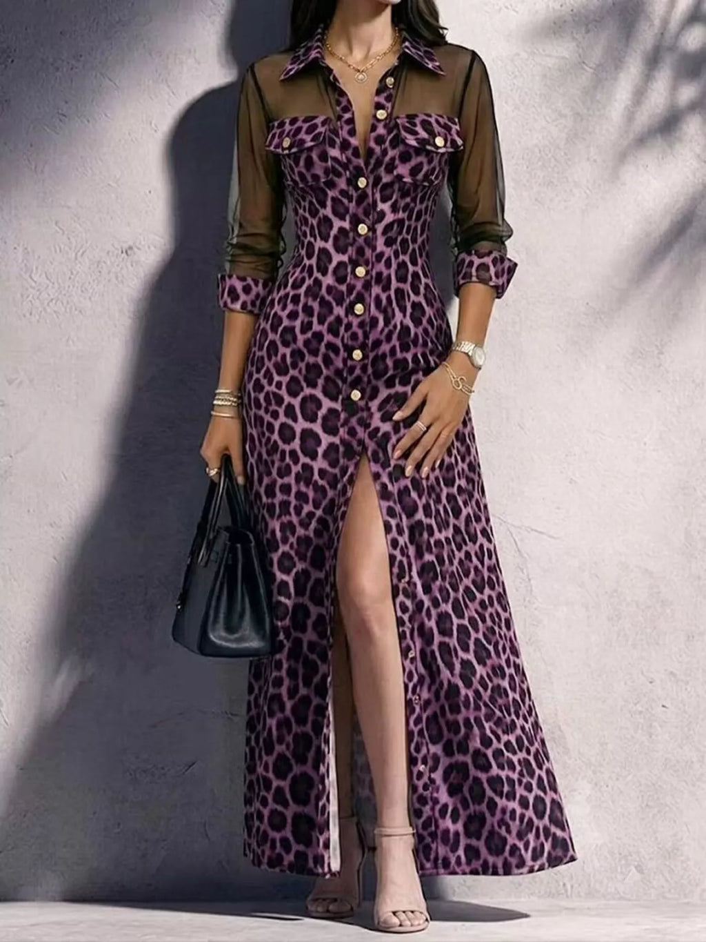 Leopard Sheer Mesh Dress