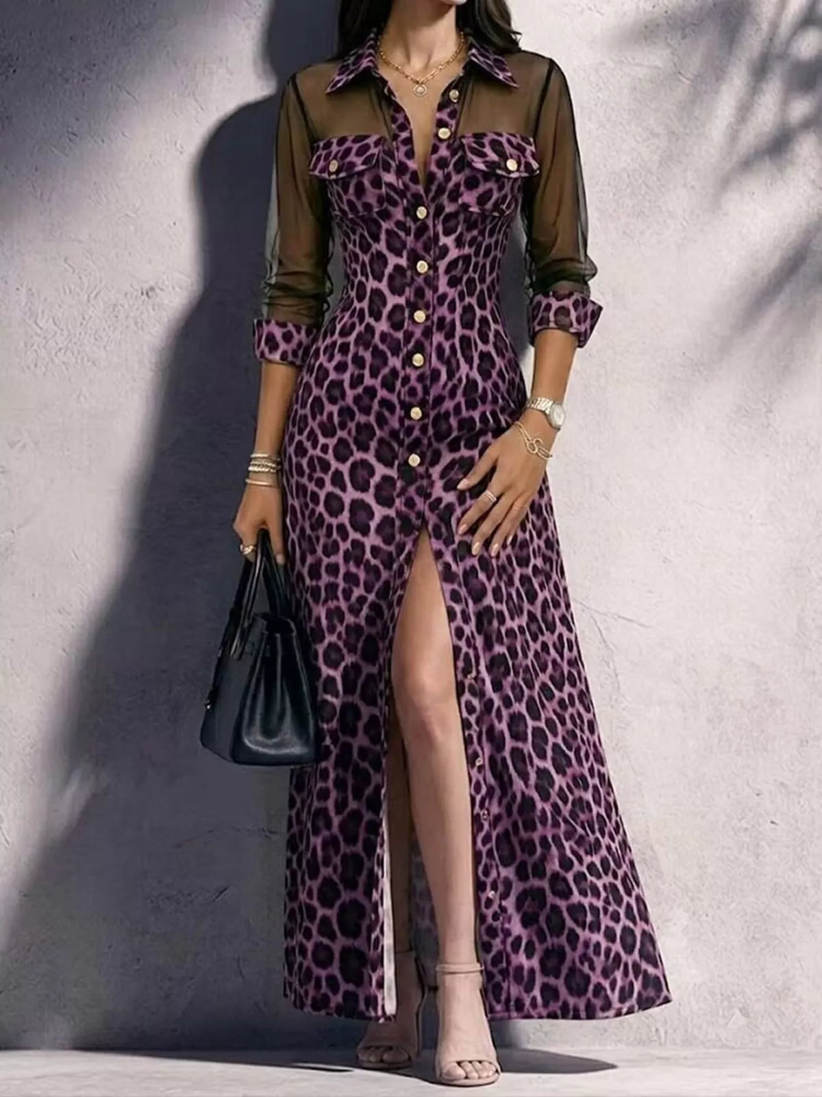 Leopard Sheer Mesh Dress