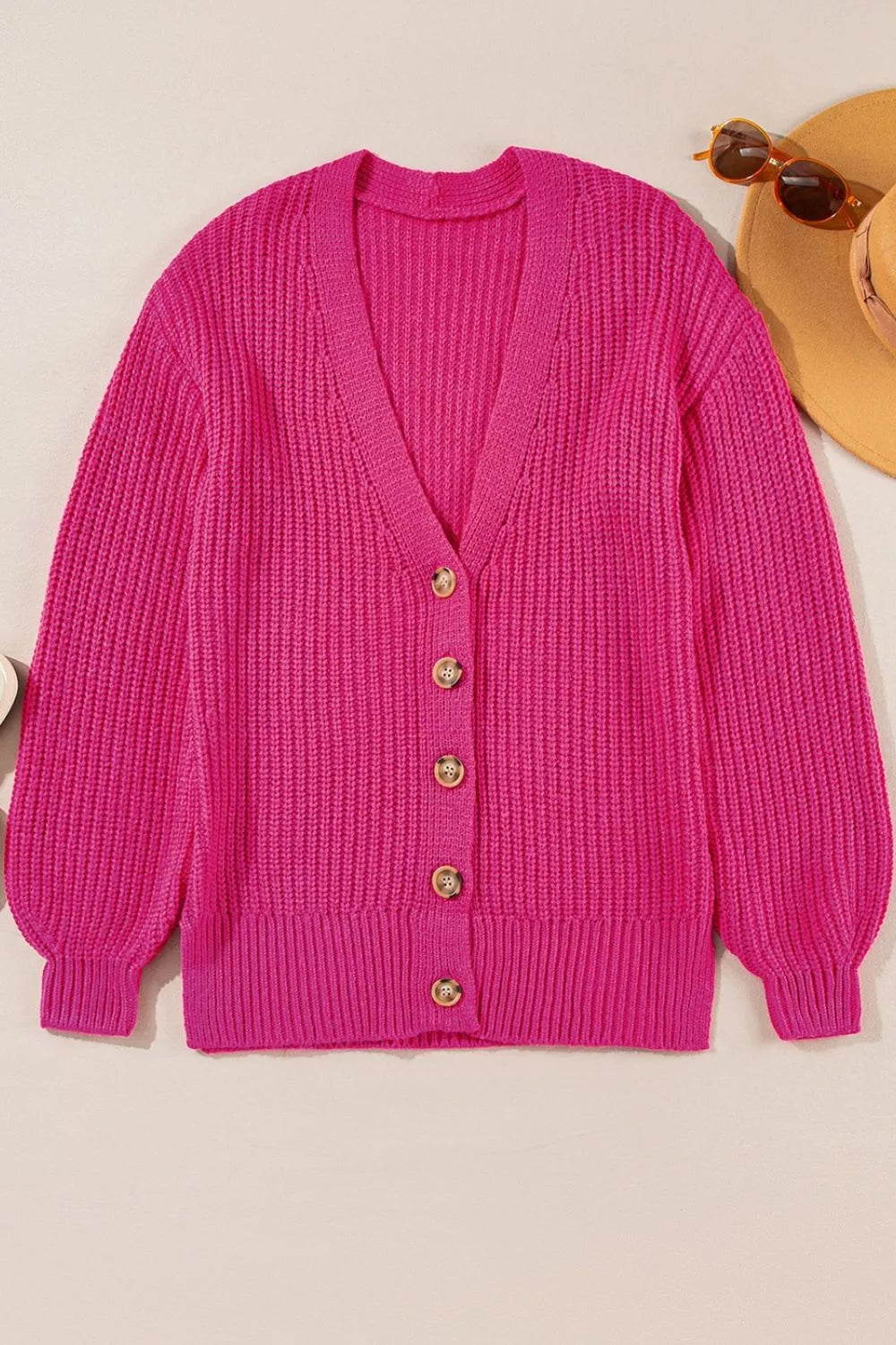 Chunky Knit Button-down Cardigan (7)