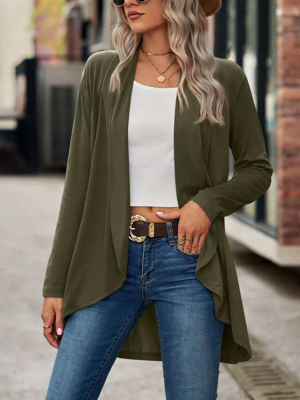 Open-front Dropped Shoulder Cardigan (14)