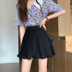 Purple Pleated A-line Skirt photo 2