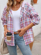Hooded Plaid Button-up Shirt (17)