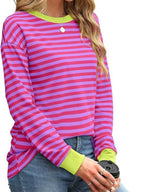 Striped Long Sleeve Casual T-shirt (8)
