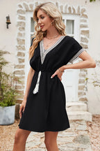 Tassel V-neck Short Sleeve Dress (16)