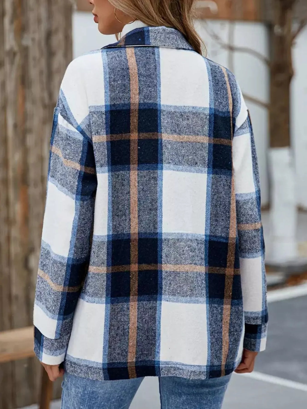 Plaid Button-up Long Sleeve Shacket (5)