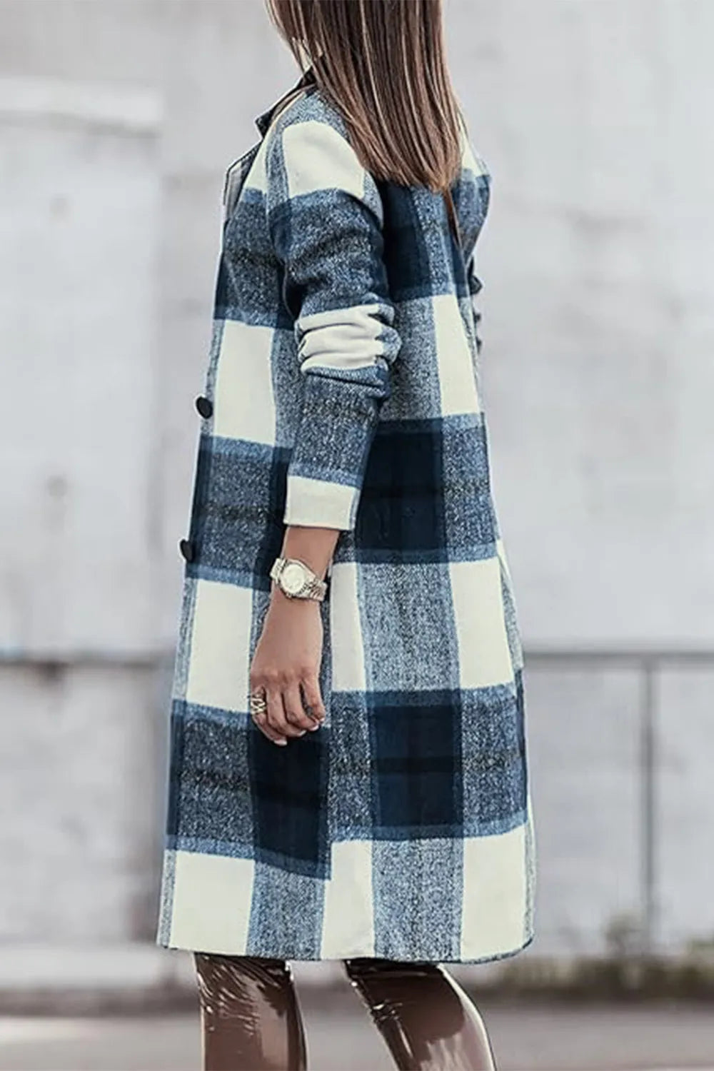 Full Size Plaid Button Up Lapel Collar Coat (17)