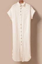 Button Down Short Sleeve Midi Shirt Dress (18)