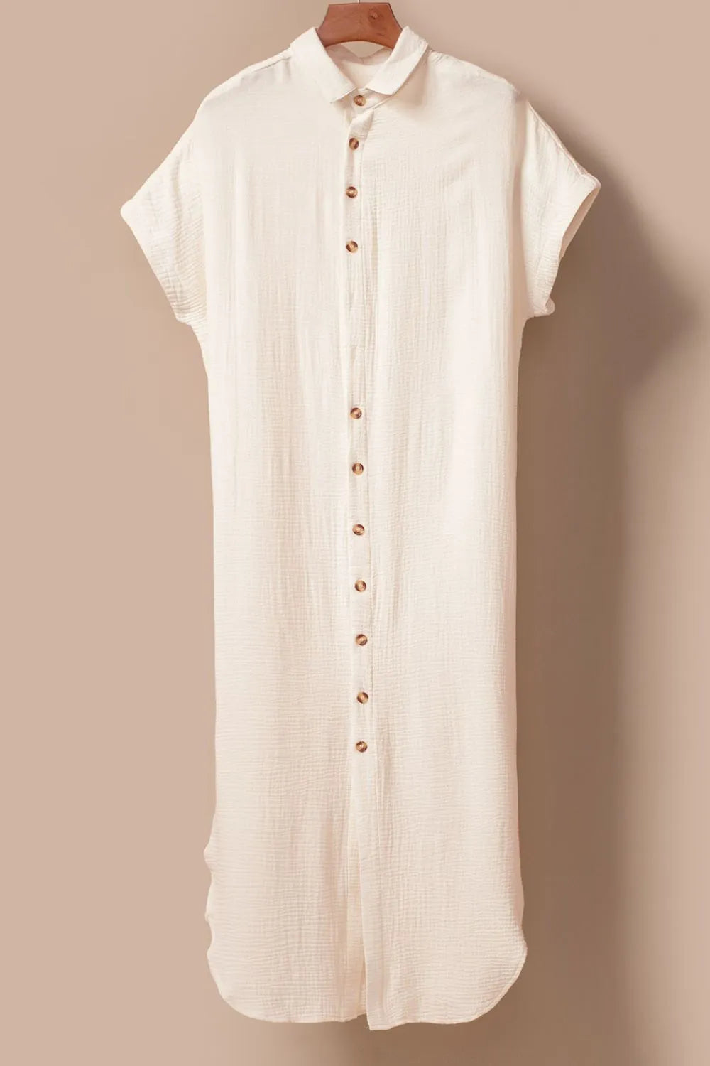 Button Down Short Sleeve Midi Shirt Dress (18)