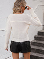 V-neck Dropped Shoulder Long Sleeve Knit Top (15)