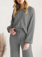Long Sleeve Lounge Top Drawstring Pants Set (8)