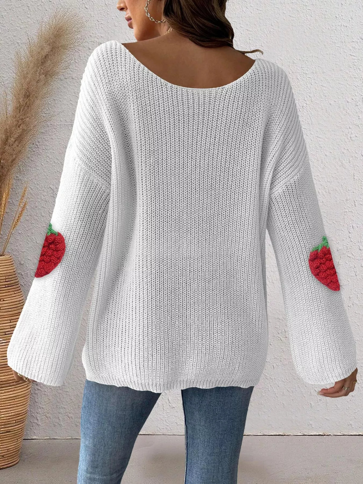 Strawberry Applique Oversized Sweater (4)