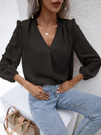 Swiss Dot Frill Trim Puff Sleeve Blouse (3)