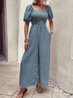 Printed Square Neck Puff Sleeve Jumpsuit (4)