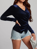 Ruched Surplice Long Sleeve Top (12)