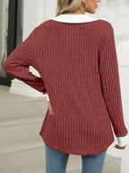 Ribbed Knit Long Sleeve T-shirt (31)