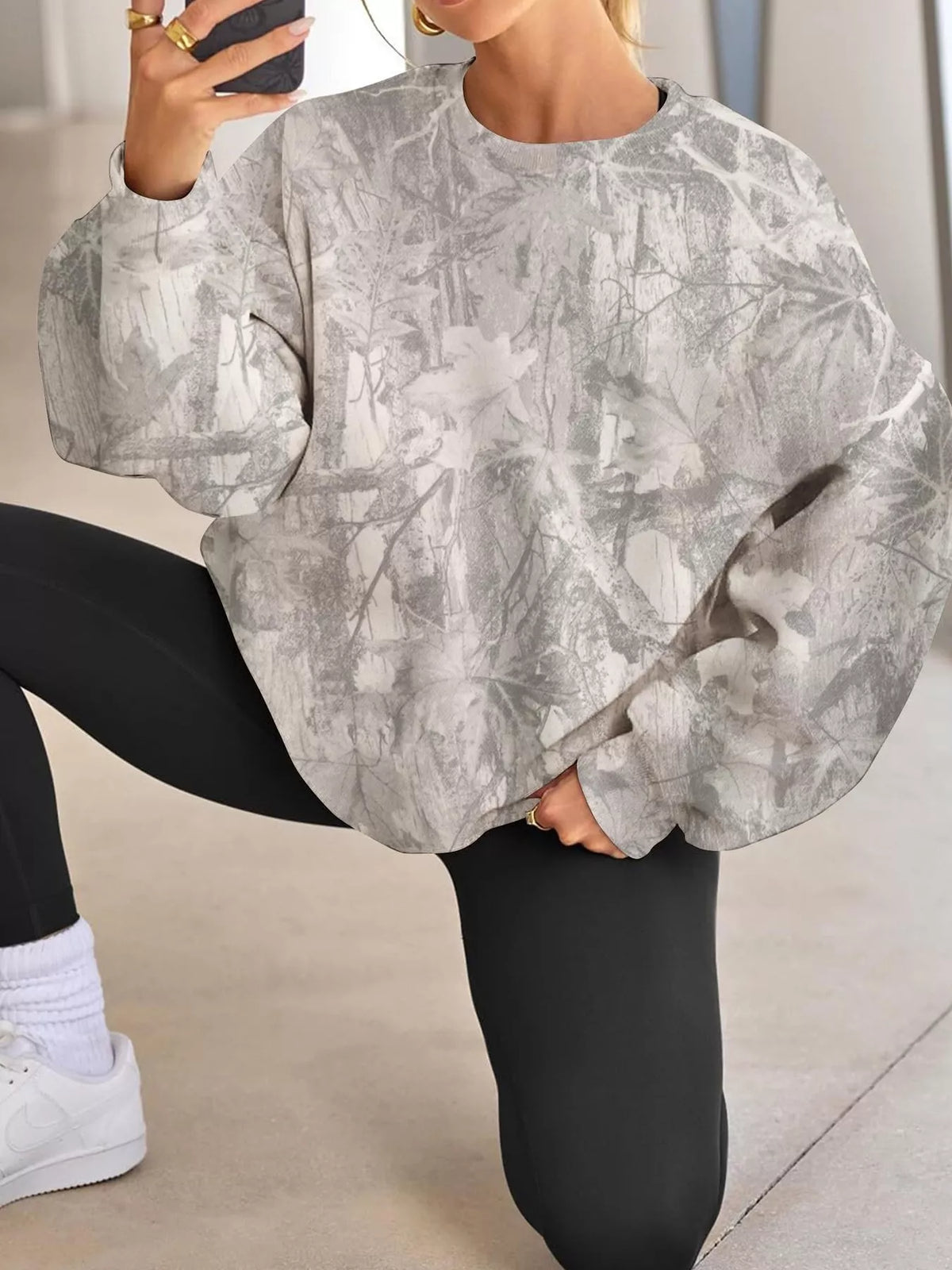 Oversized Printed Crew Neck Sweatshirt (3)