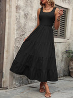Smocked Scoop Neck Sleeveless Tank Dress (19)