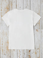 Letter Graphic Round Neck Short Sleeve T-shirt (5)