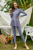 Mock Neck Long Sleeve One-piece Swimwear (16)