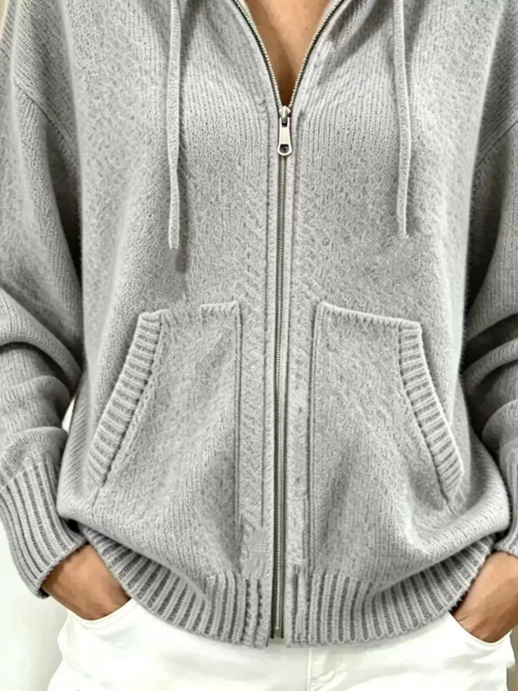 Zip-up Hooded Knit Cardigan (8)