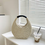 Oval Simple Rattan Moon Handbag photo 2