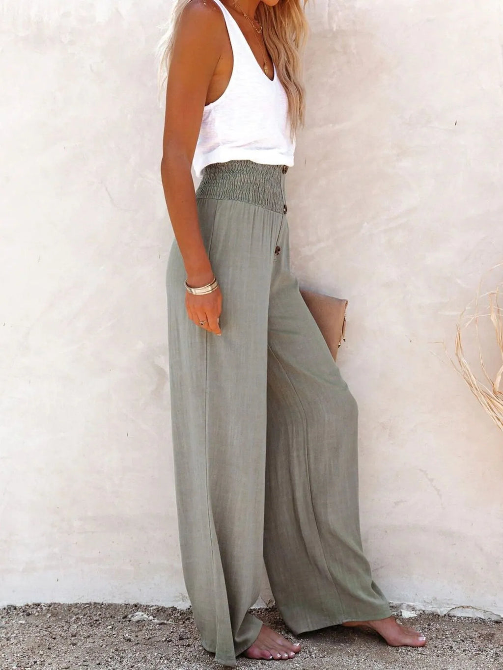 Full Size High-waisted Textured Wide Leg Pants Plus (5)