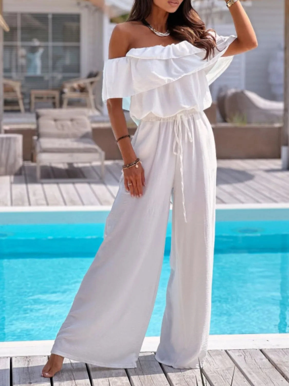 Off-shoulder Ruffled Wide Leg Jumpsuit (6)