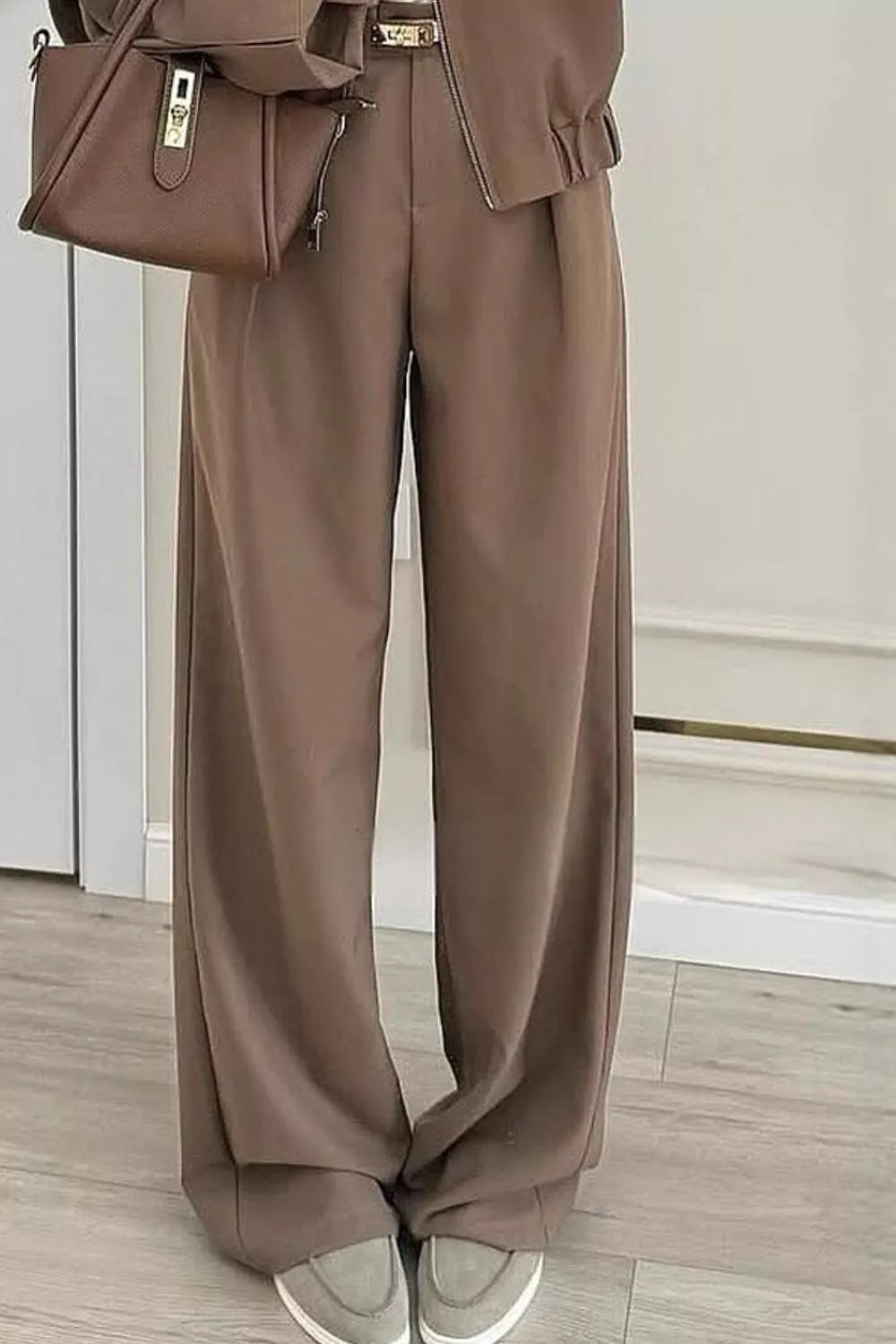 Zip-up Jacket Wide-leg Pants Set (3)