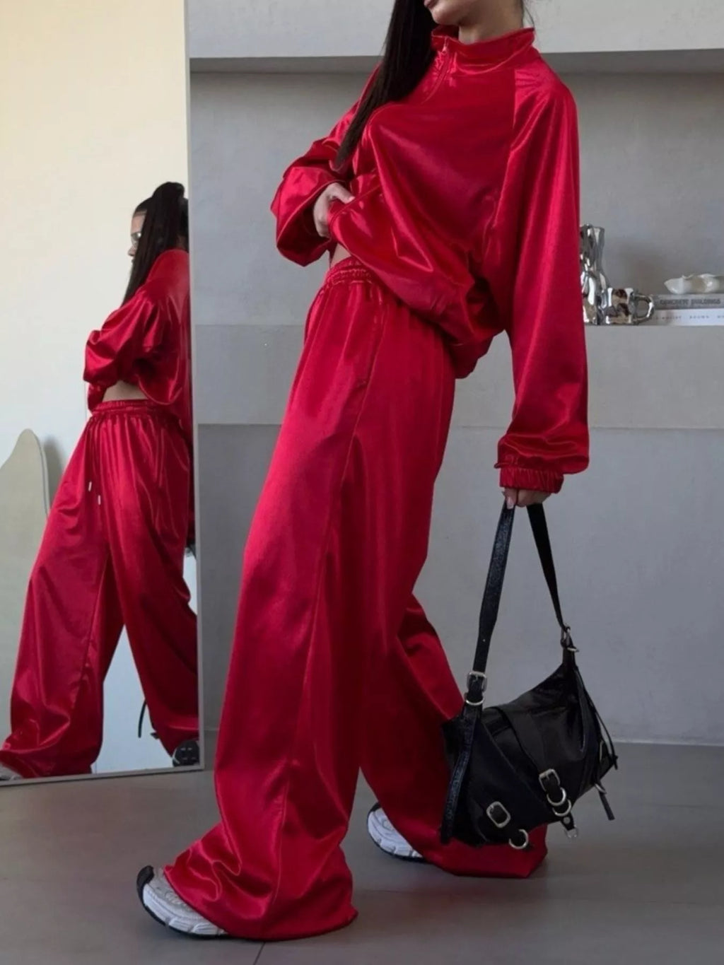 Zip Up Raglan Sleeve Jacket Pants Set (13)