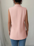 One Button V-neck Blazer Vest Coat (11)