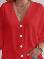 Full Size V-neck Button Down Shirt Plus (18)
