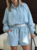Zip-up Jacket Shorts Two-piece Set
