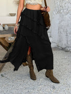 Slit Drawstring Ruffled Skirt (20)