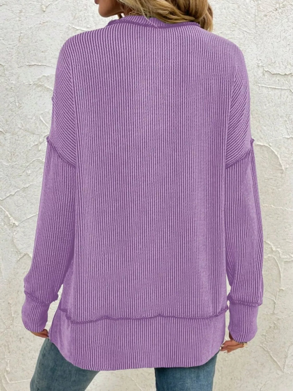 Side Slit Round Neck Sweatshirt (24)