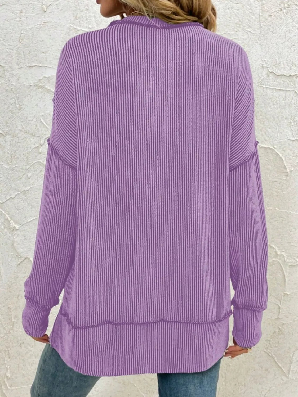 Side Slit Round Neck Sweatshirt (24)