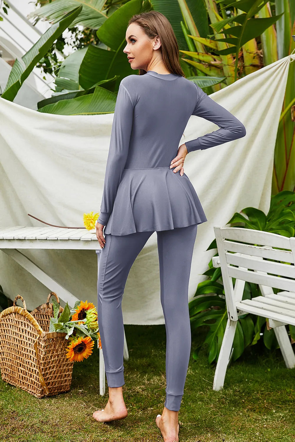 Mock Neck Long Sleeve One-piece Swimwear (18)