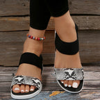 Pu Leather Open Toe Low Heel Sandals (8)