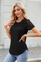 Smocked Round Neck Short Sleeve T-shirt (6)